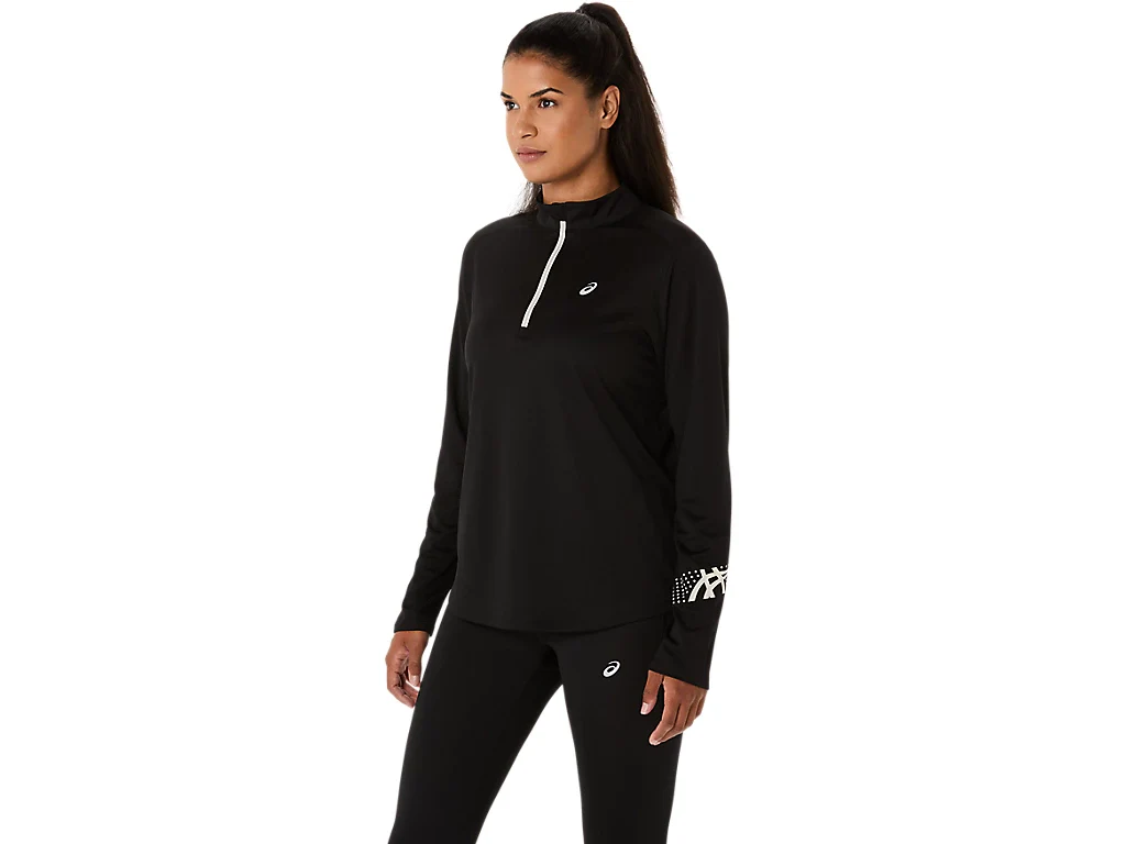 Asics Icon 1/2 Zip Top | Black - Image 6