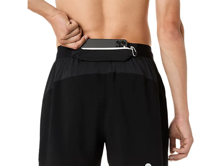 Asics Mens Fujitrail All Over Print Shorts | Black/Carbon Cream - Image 7