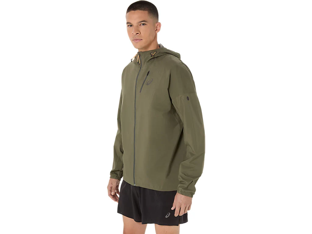 Asics Mens Fujitrail Waterproof Jacket | Mantle Green - Image 3