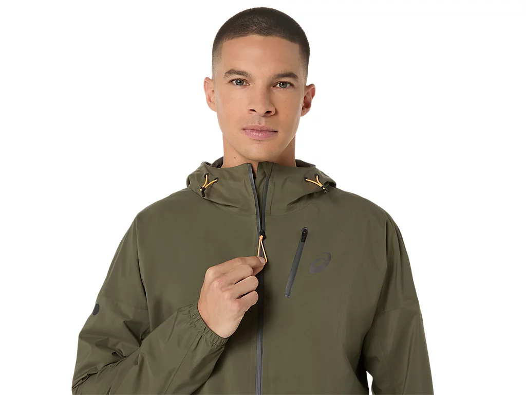 Asics Mens Fujitrail Waterproof Jacket | Mantle Green - Image 4