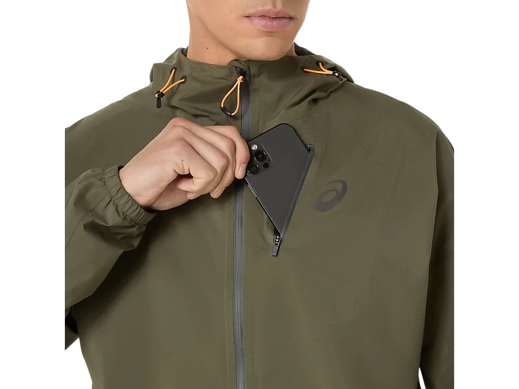 Asics Mens Fujitrail Waterproof Jacket | Mantle Green - Image 5