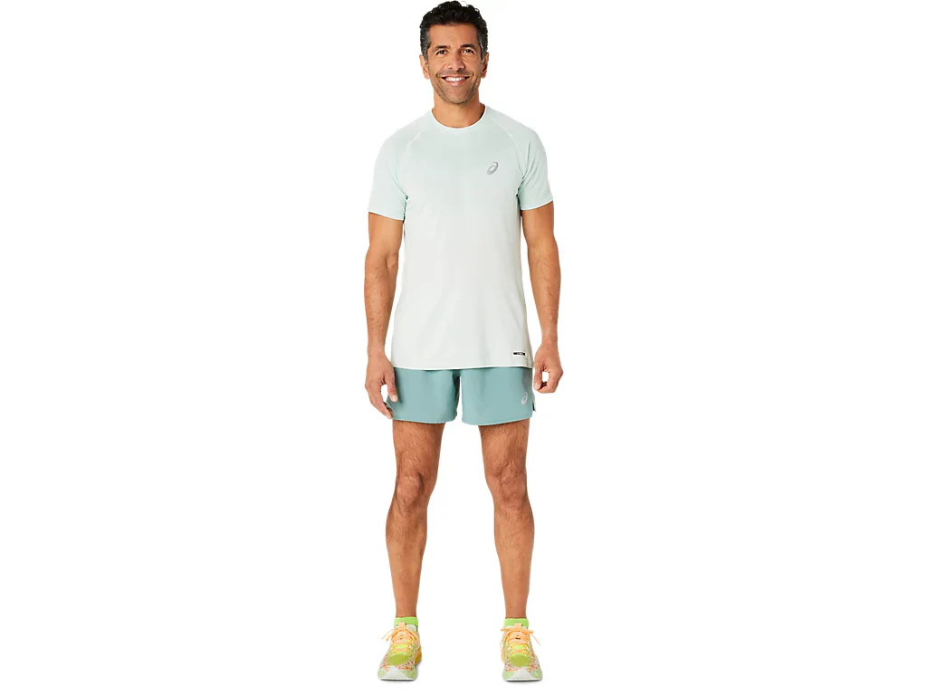 Asics Mens Road 5" Short | Celadon - Image 7