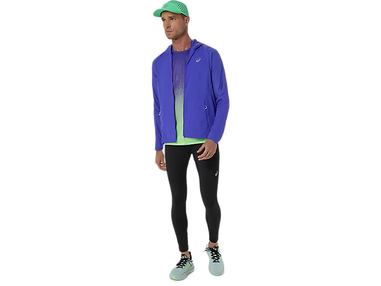 Asics Mens Road Packable Jacket | Cobalt Burst/Illuminate Green - Image 9