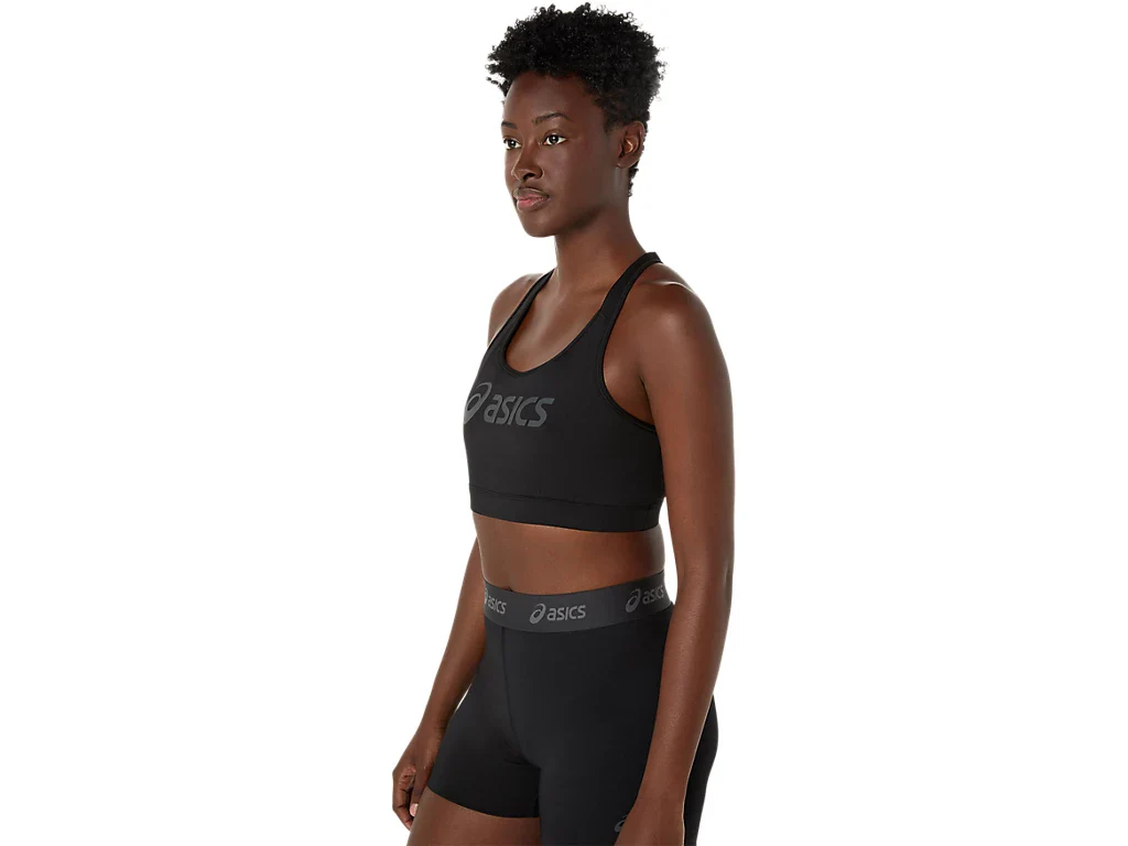 Asics Womens Essential Padless Logo Bra | Black - Image 3