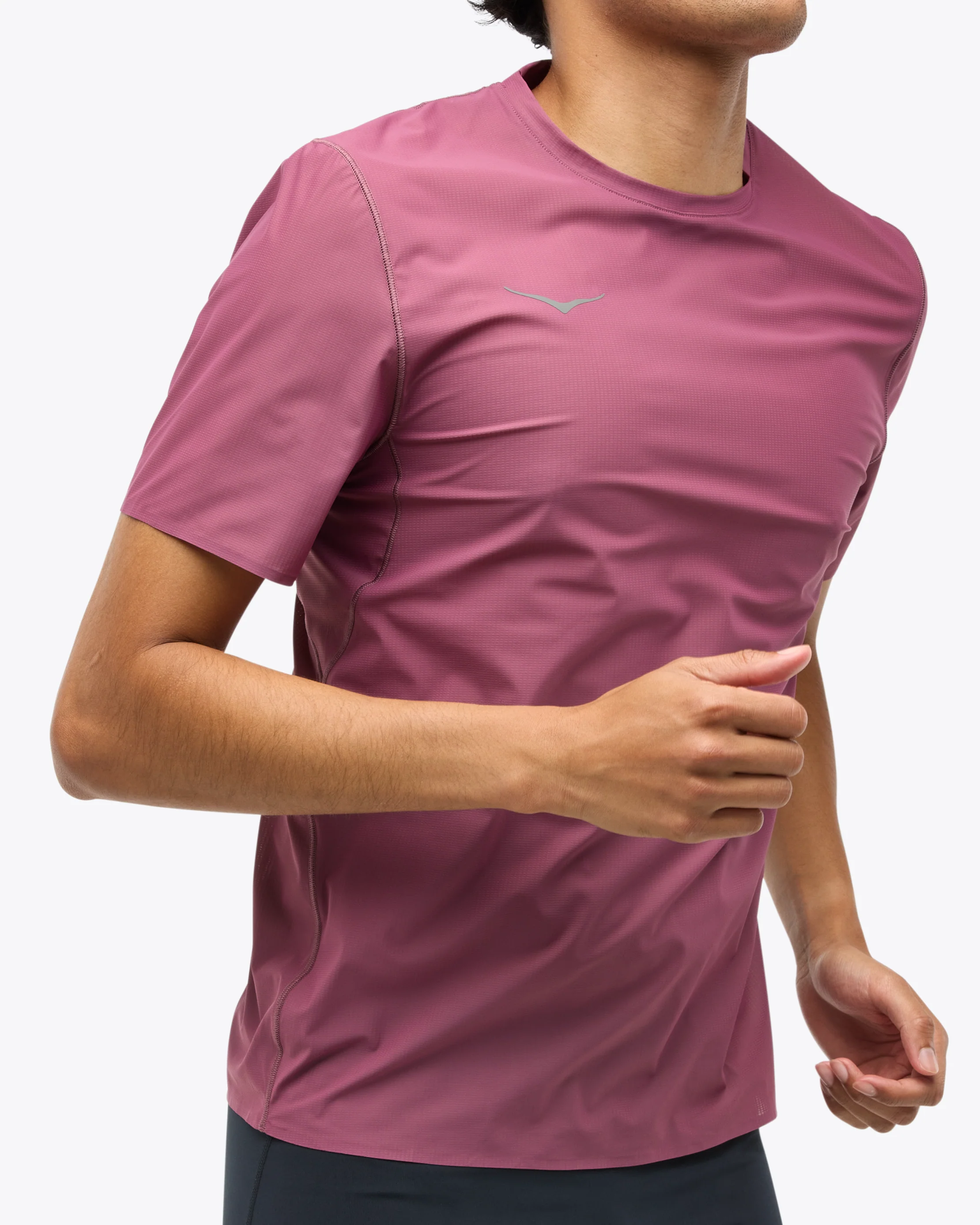 Hoka Mens Airolite Run Short Sleeve Tee | Dried Fig - Image 3