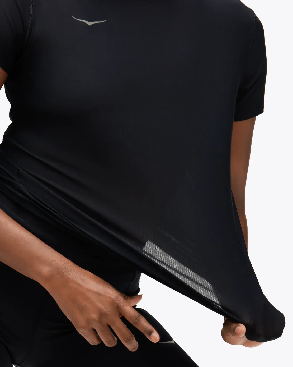 Hoka Womens Airolite Run Short Sleeve Tee | Black - Image 3