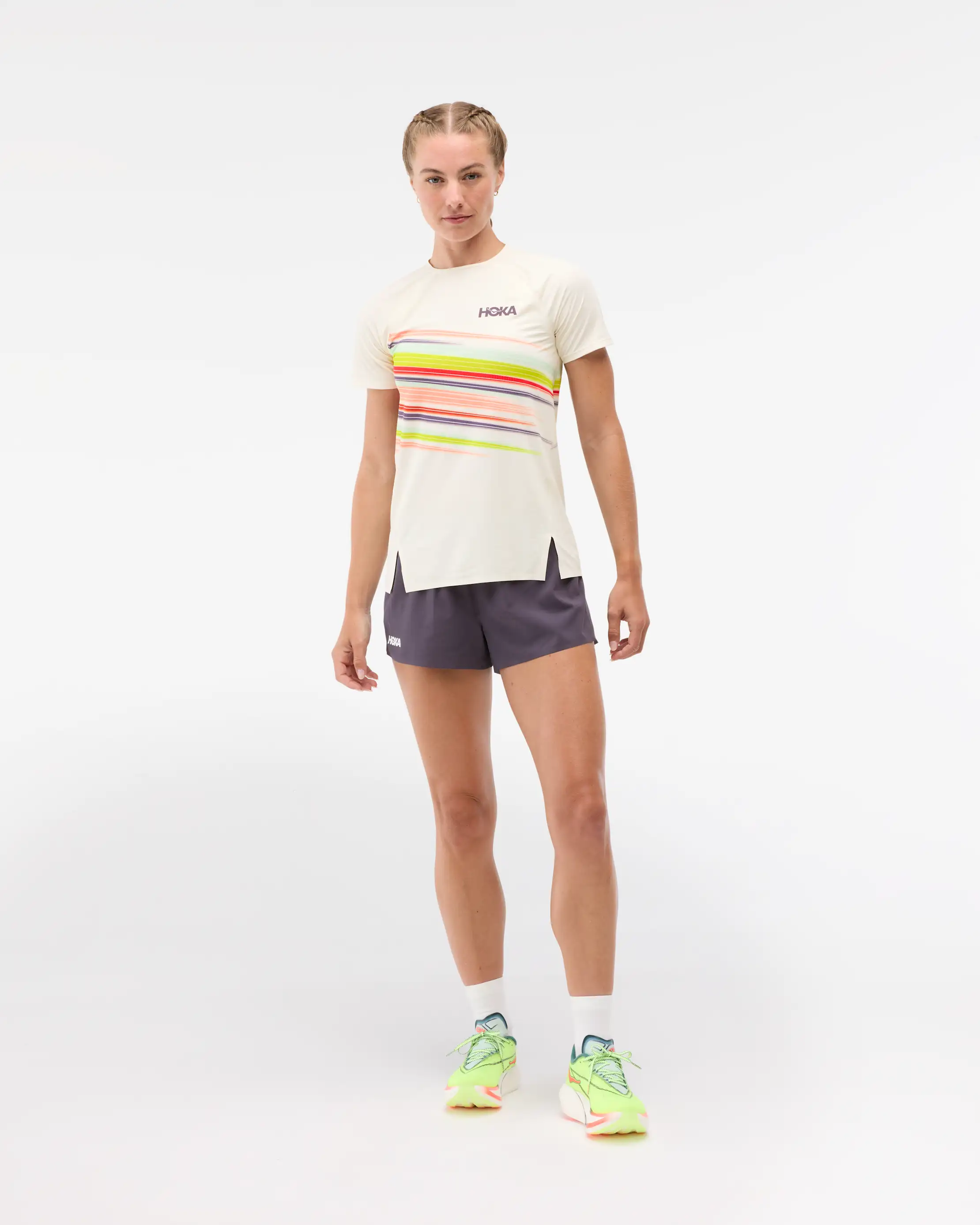 Hoka Womens Race Day Short Sleeve Tee | Alabaster Flare - Image 3