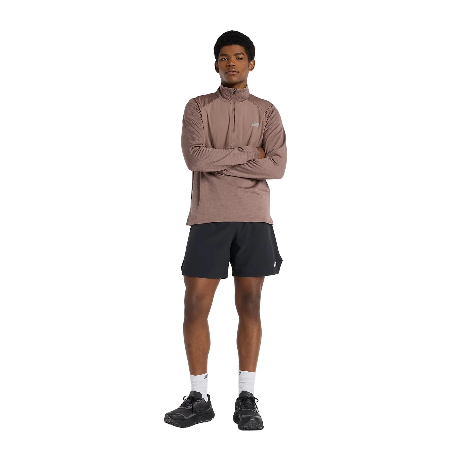 New Balance Mens Athletics Heat Grid 1/2 Zip | Earth Shadow - Image 3