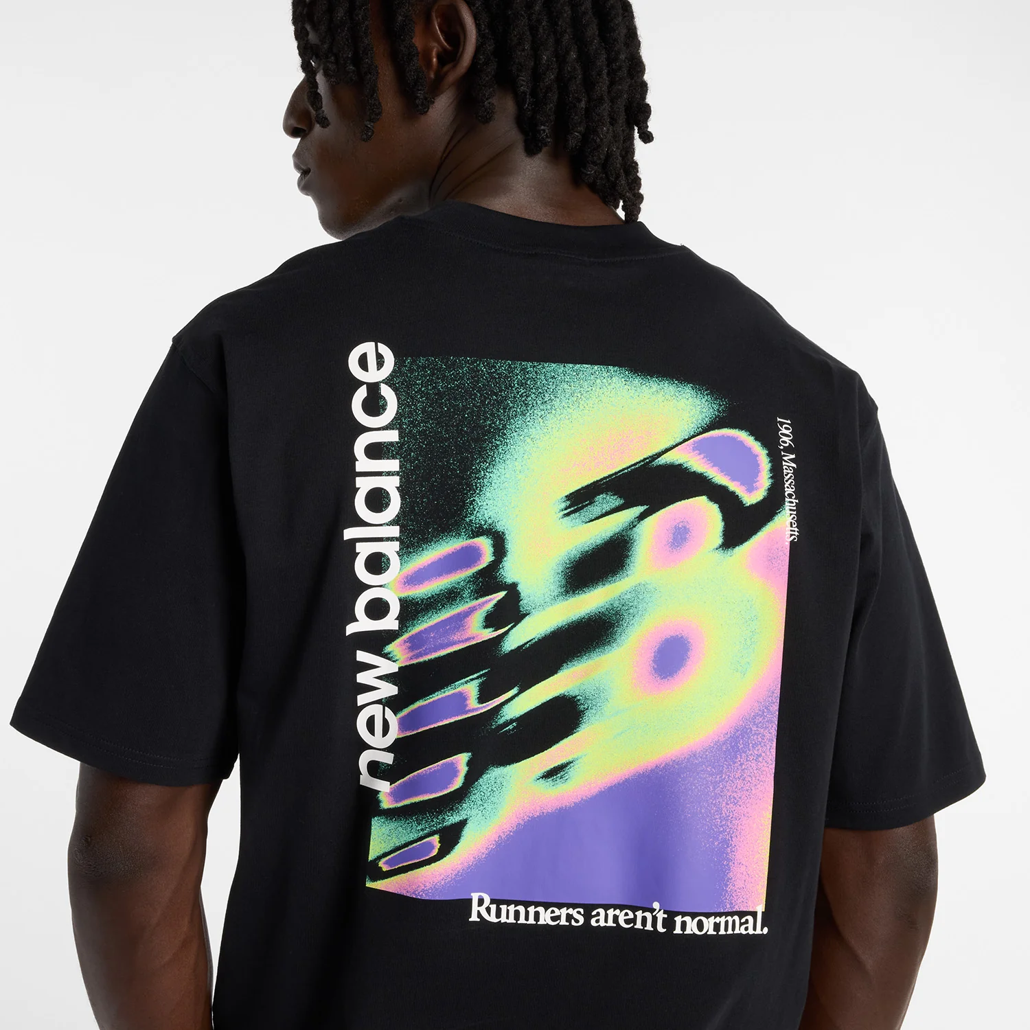 New Balance Mens Classic Neon Heat Map Logo Tee | Black - Image 6