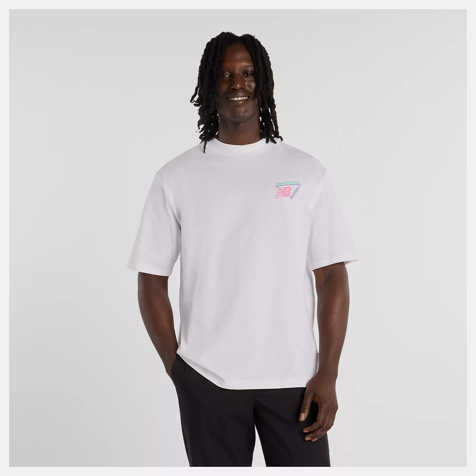 New Balance Mens Classic Neon Heat Map Logo Tee | White - Image 3