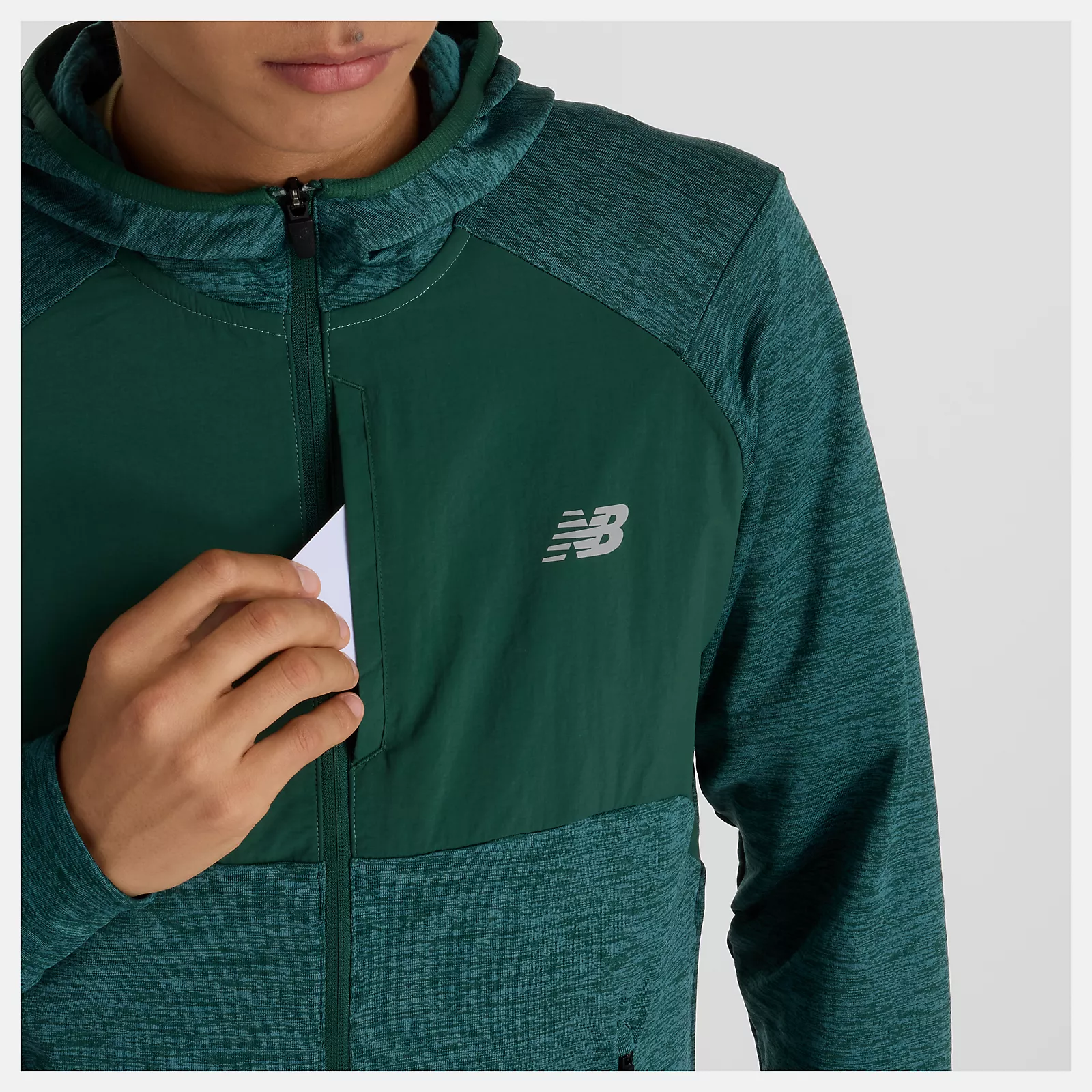 New Balance Mens Heat Grid Hooded Full Zip | New Spruce - Image 6