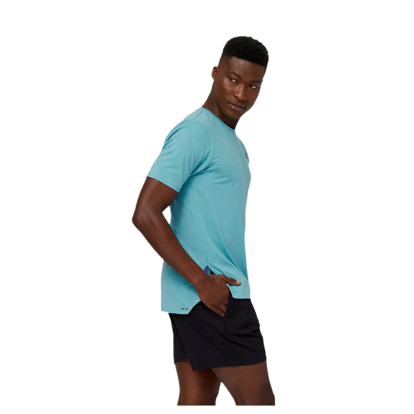 New Balance Mens Q Speed Jacquard Tee | Faded Teal - Image 3