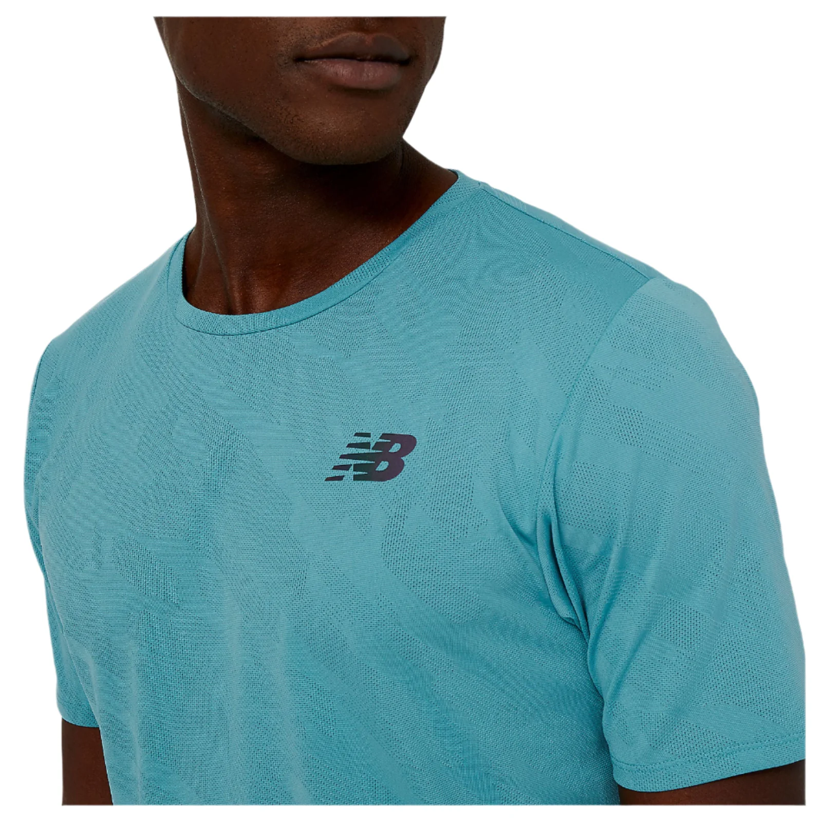 New Balance Mens Q Speed Jacquard Tee | Faded Teal - Image 4