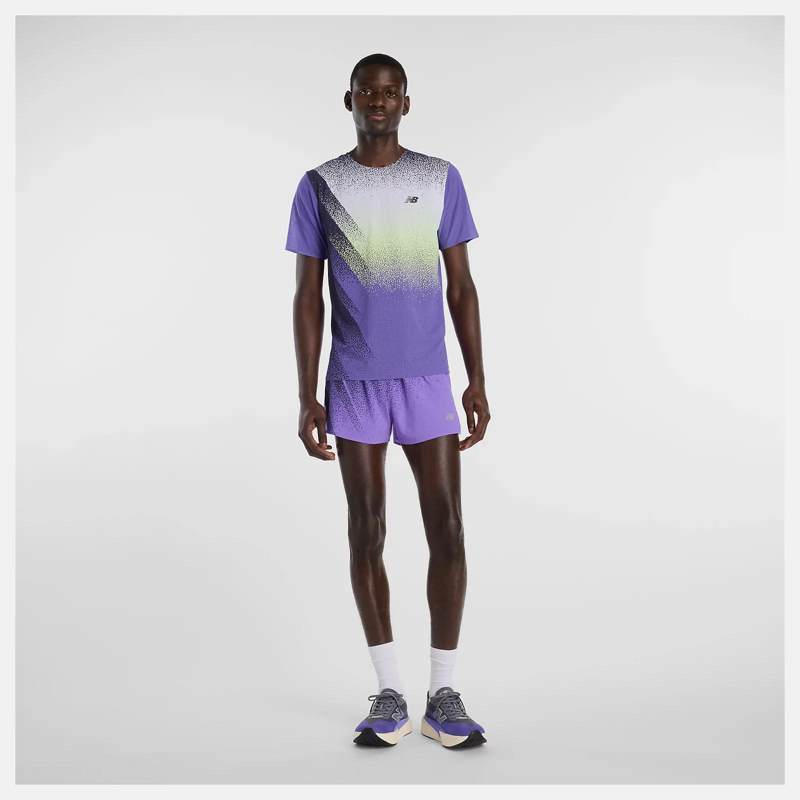 New Balance Mens Race Day Ultra Light Printed T-Shirt | Electric Purple - Image 4