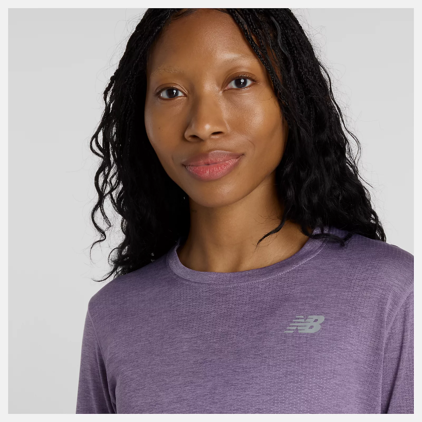 New Balance Womens Athletics Long Sleeve Tee | Candied Violet/Heather - Image 4
