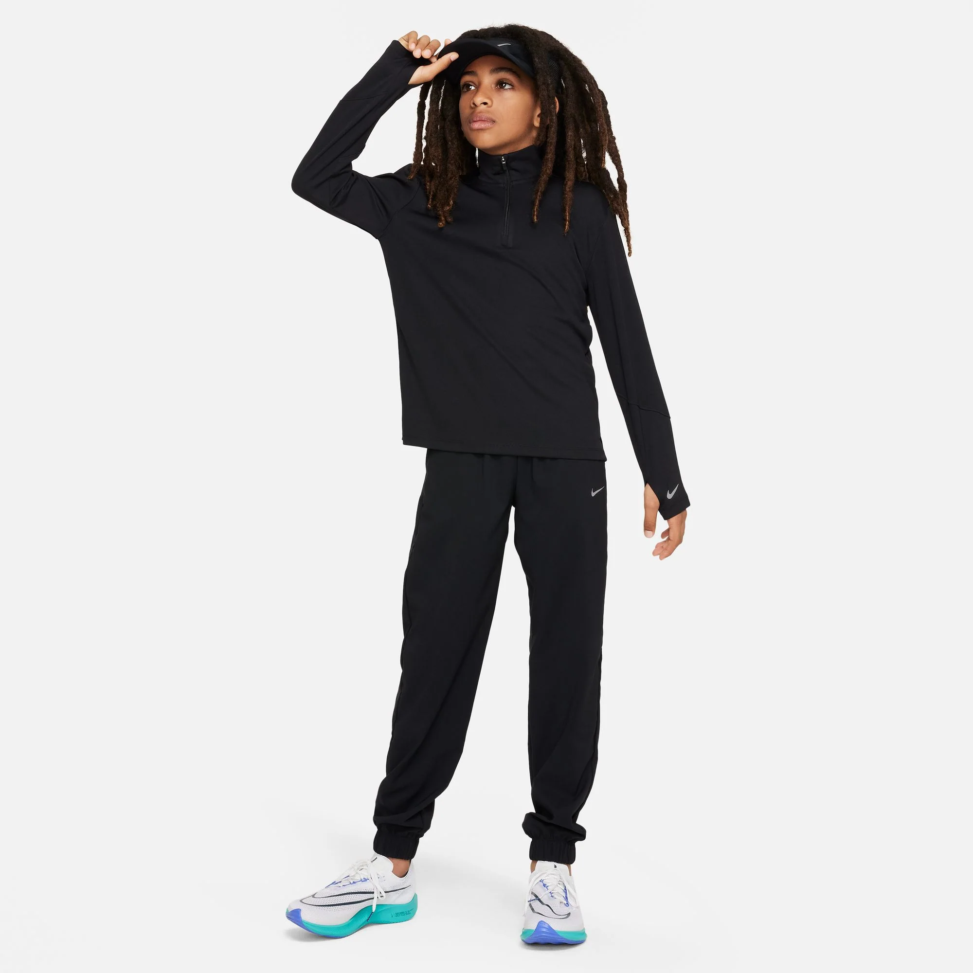 Nike Kids Multi Dri-FIT UV Long-Sleeved 1/2 Zip | Black/Reflective Silver - Image 7