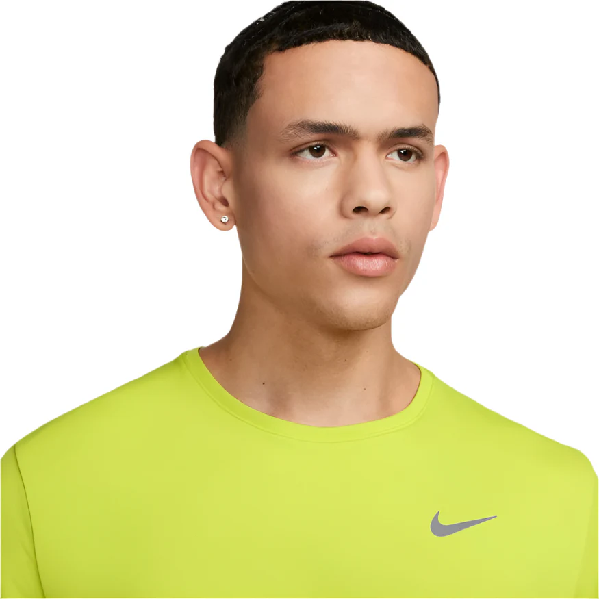 Nike Mens Dri-FIT UV Miler Short Sleeved Top | Bright Cactus/Reflective Silver - Image 3