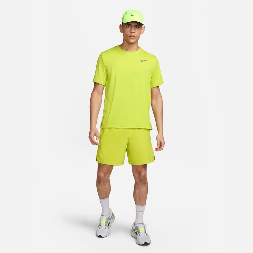 Nike Mens Dri-FIT UV Miler Short Sleeved Top | Bright Cactus/Reflective Silver - Image 5