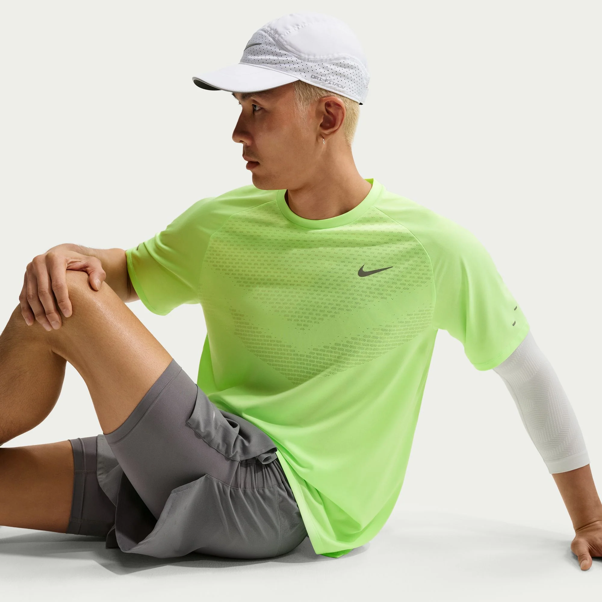 Nike Mens Stride Dri-FIT ADV Running Tee | Lime Blast - Image 5