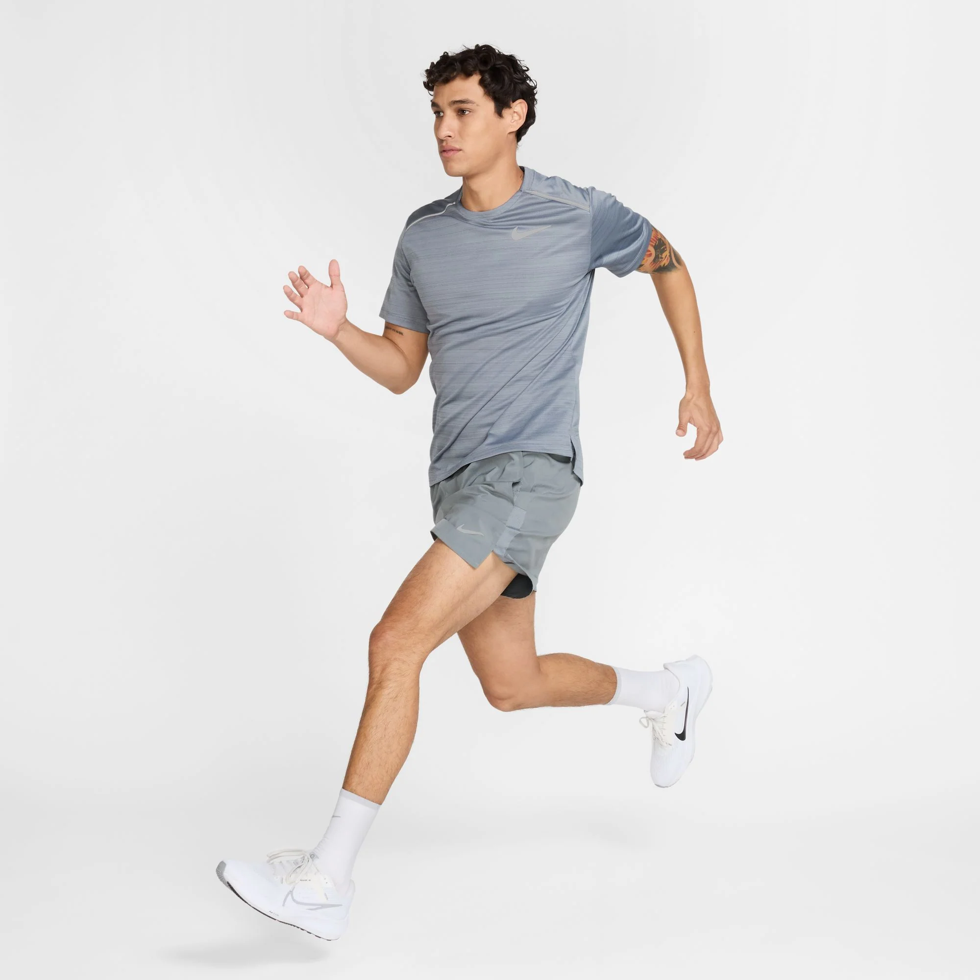 Nike Miler Short Sleeve Running Top | Cool Grey - Image 5