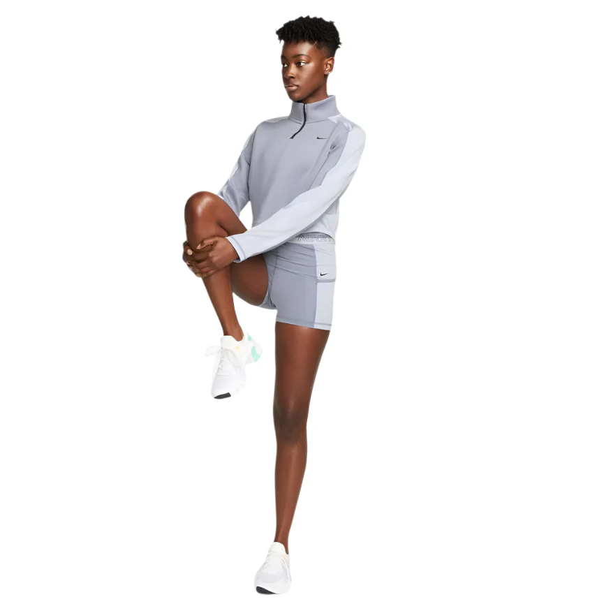 Nike Womens Dri-FIT Long Sleeved 1/4 Zip | Indigo Haze/Oxygen Purple - Image 4