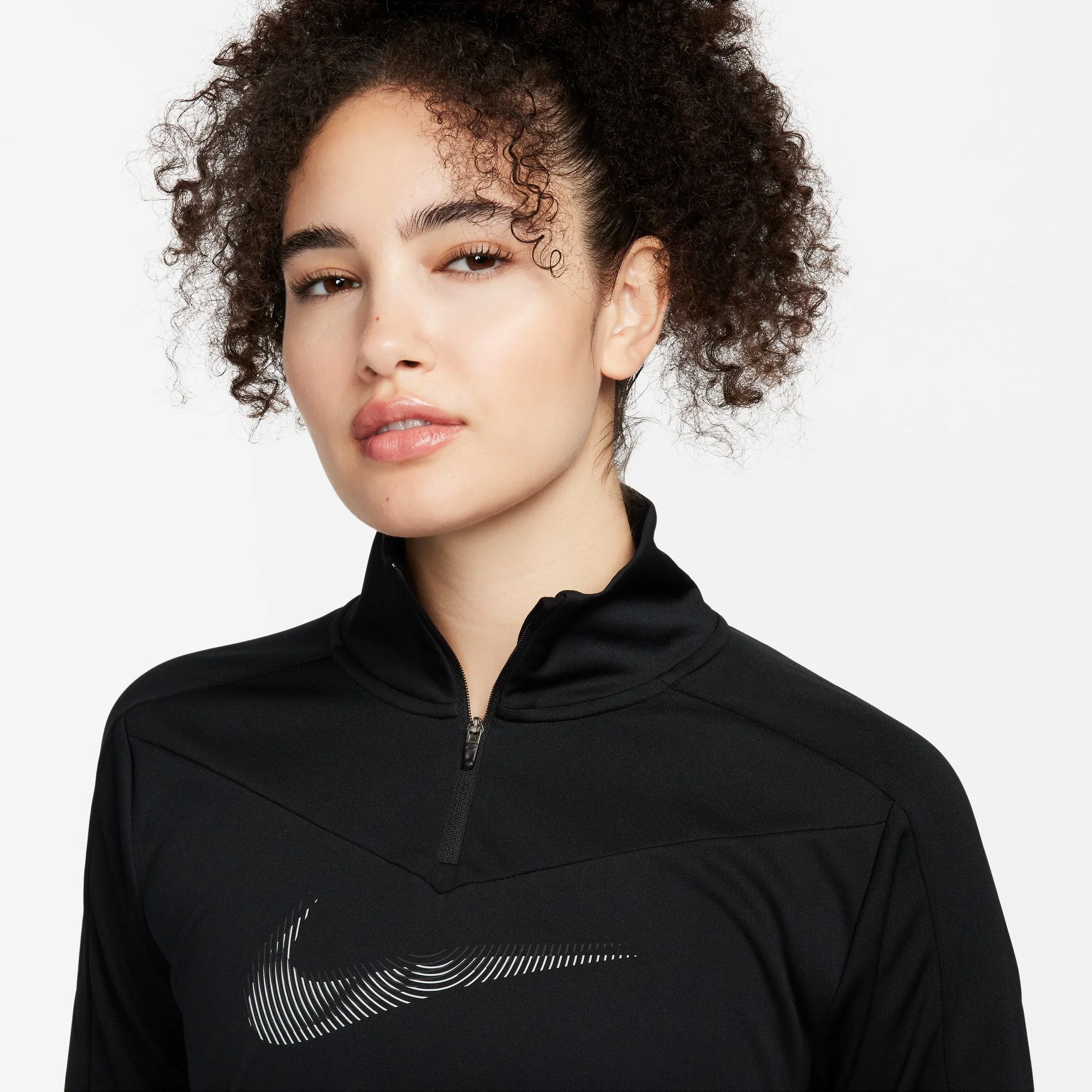 Nike Womens Dri-FIT Swoosh 1/4 Zip | Black/Cool Grey - Image 3