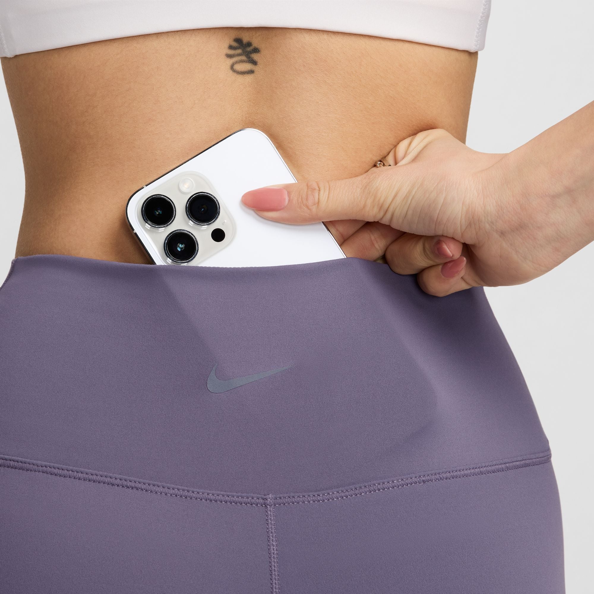 Nike Womens One High-Waisted 8" Biker Shorts | Daybreak/Black - Image 8