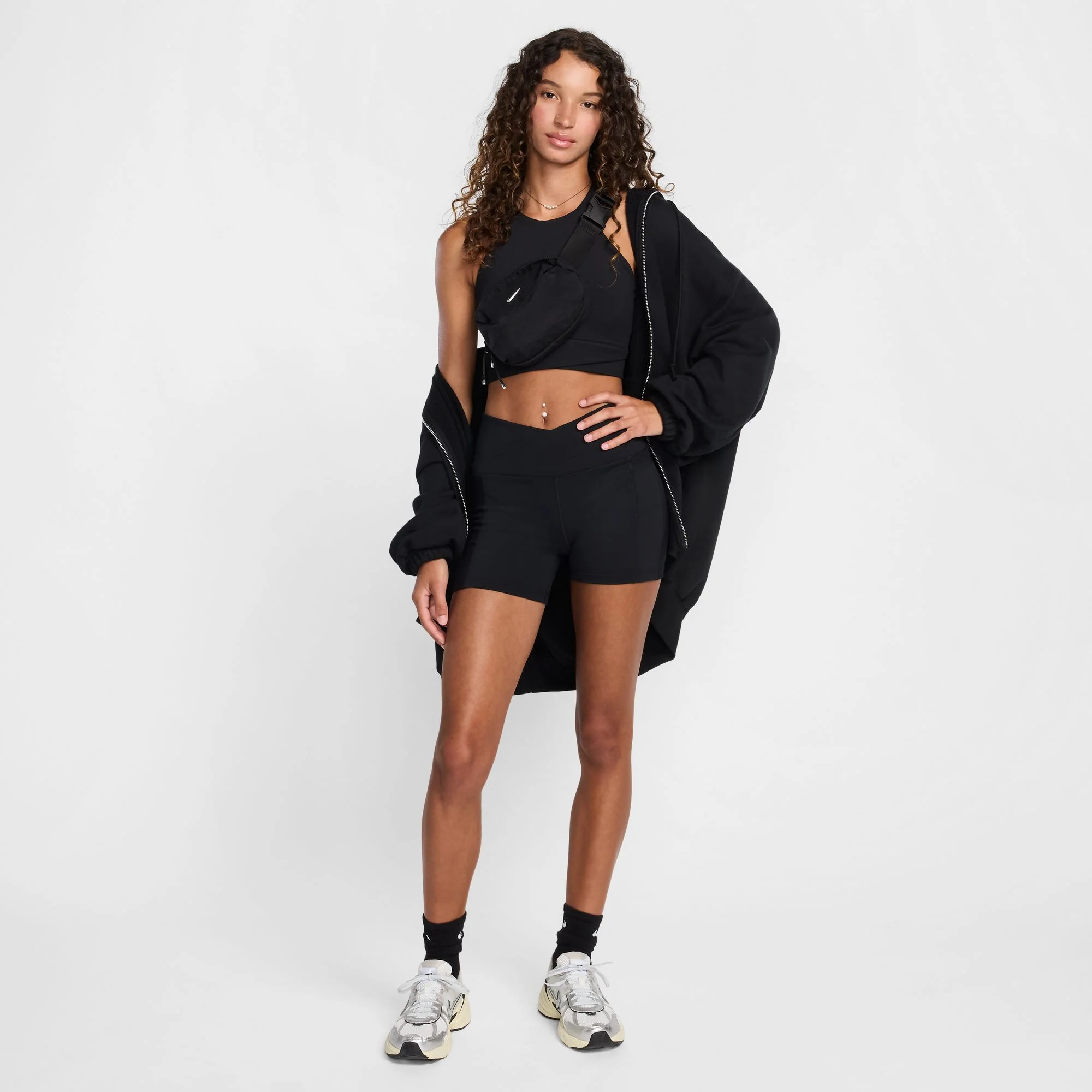 Nike Womens One Wrap High Waisted 5" Shorts | Black - Image 3