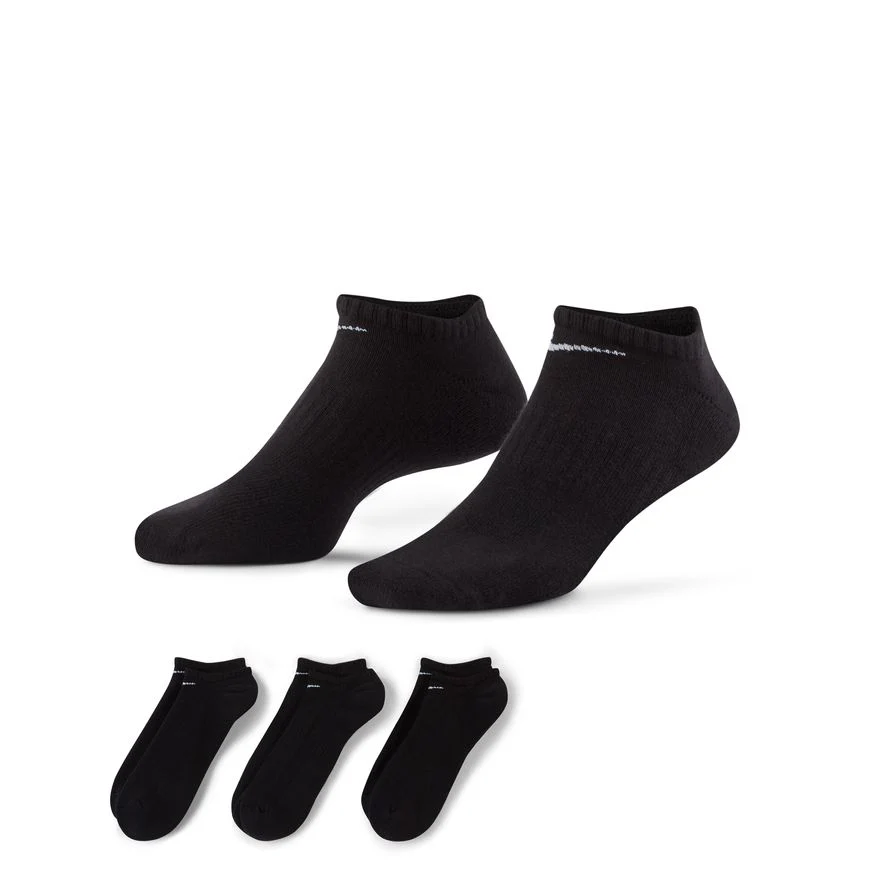 NIKE EVERYDAY CUSHION NO SHOW SOCKS 3 PACK | BLACK