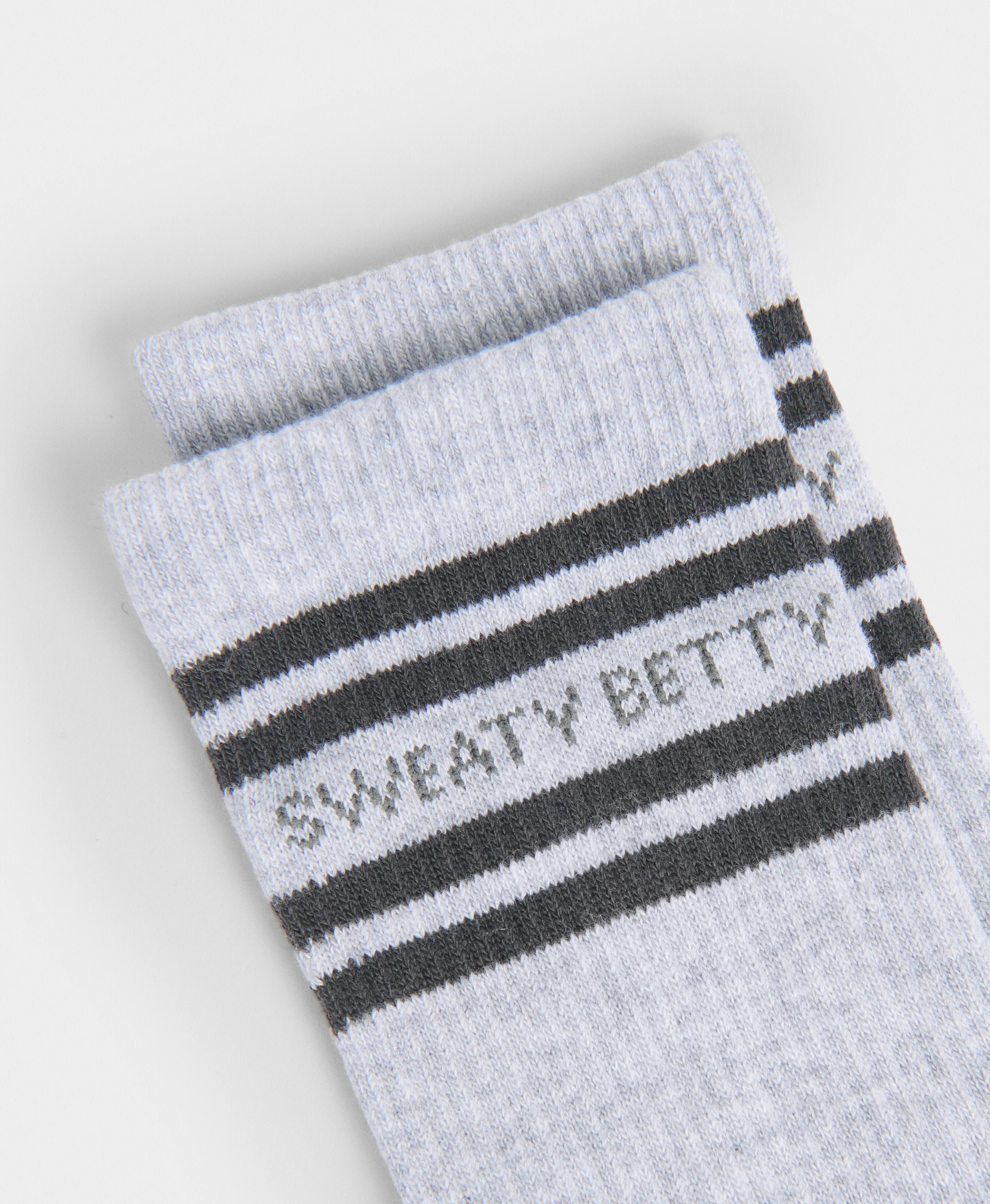 Sweaty Betty Varsity Slogan Socks | Light Grey Marl - Image 2